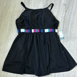 Cacique Woman’s One Piece/Skirt Swimsuit Black size 16